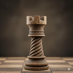 Rustic Wood Chess Rook
