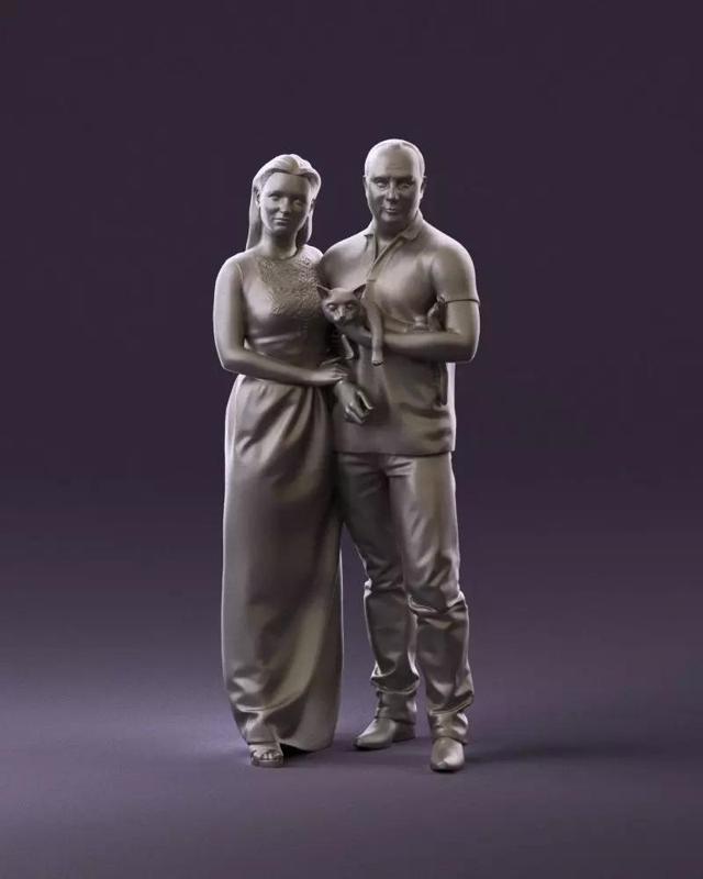 001050 man and woman of moddle age with cat 3D Print Ready