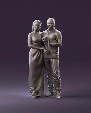 001050 man and woman of moddle age with cat 3D Print Ready