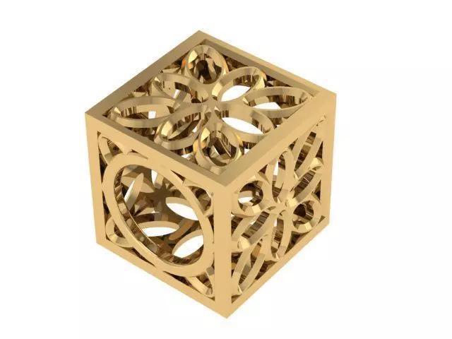 PANDORA gold cube with intricate design