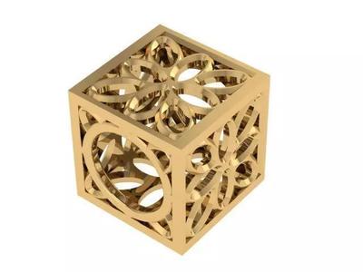 PANDORA gold cube with intricate design