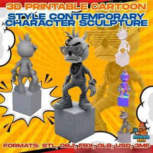 Cool Character on a Cube - Stylish and Accessorized 3D Printable Figure