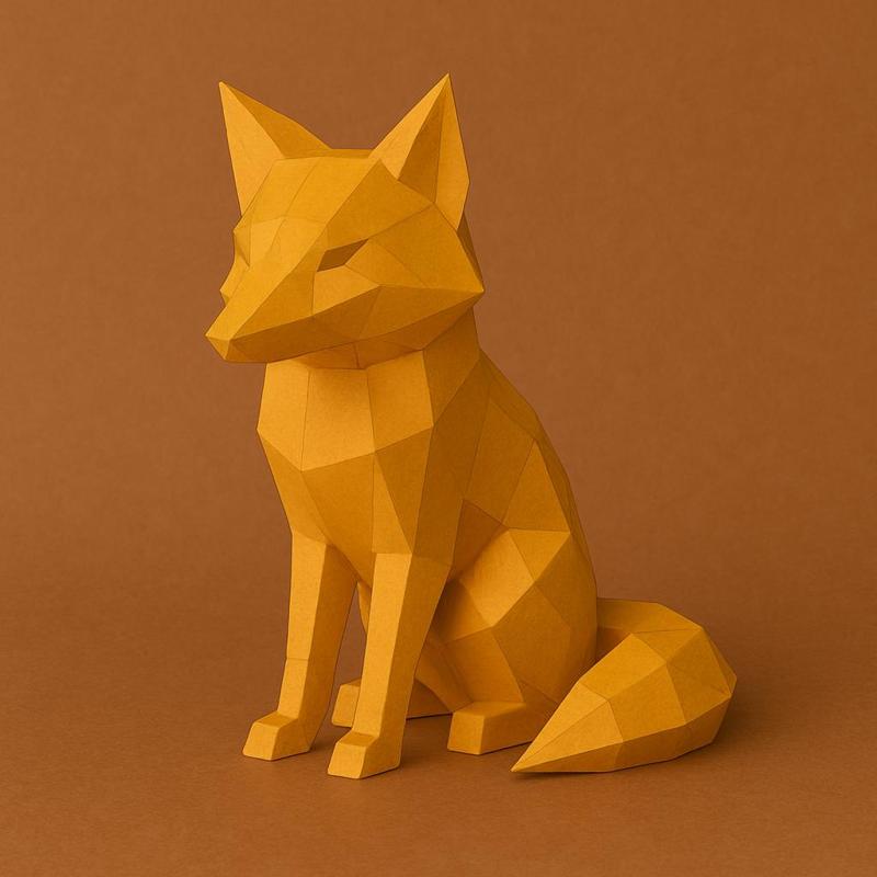 Fox Papercraft Style 3D Model – Elegant Geometric Animal STL for 3D Printing