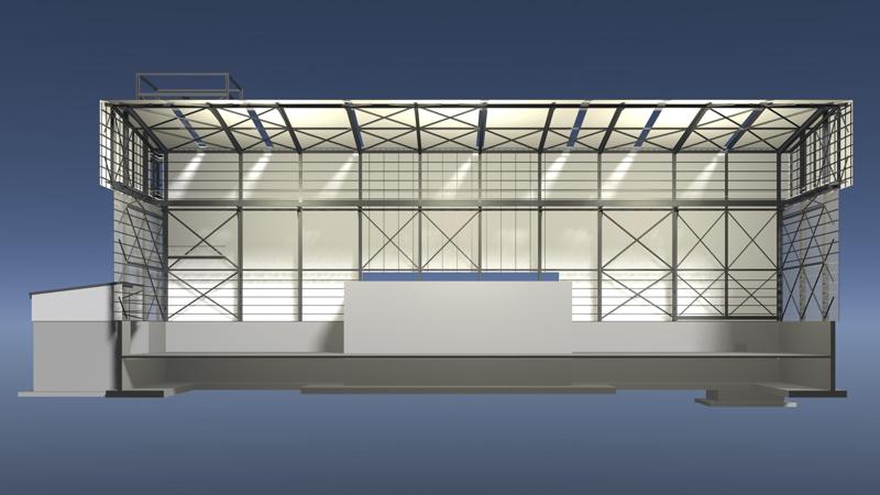 Industrial building in section cut 25i30