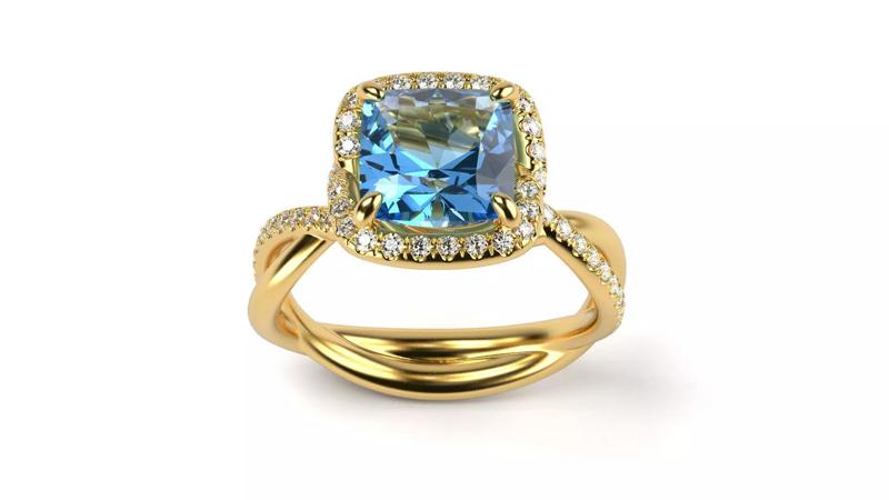 Engagement twisted ring with cushion All Sizes