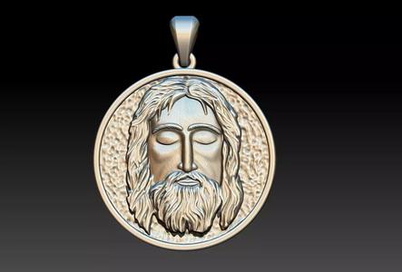 Jesus Face Old Medal