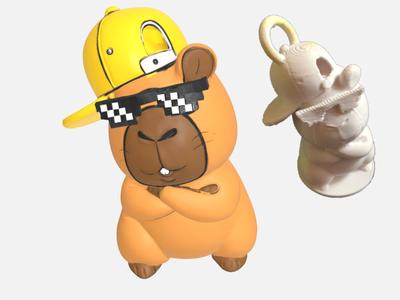 Capybara cool keychain colored or uncolored