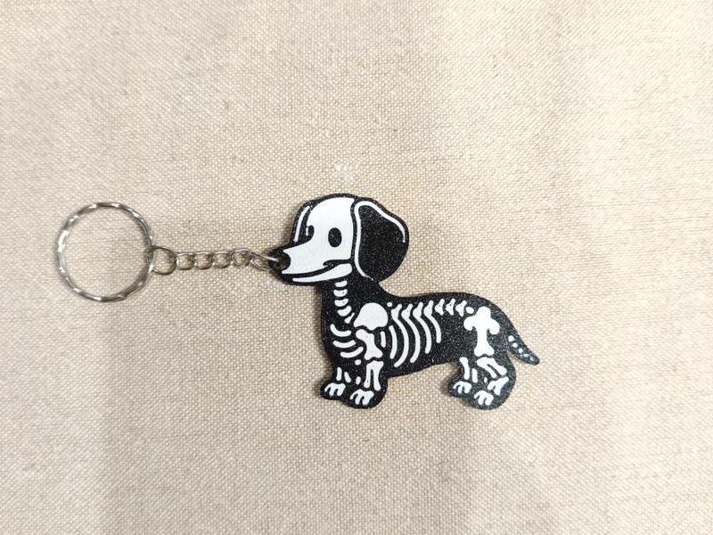 Funny Skeleton Dachshund Keychain