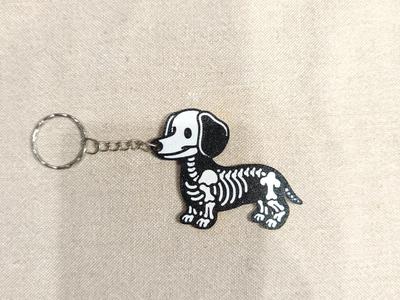Funny Skeleton Dachshund Keychain