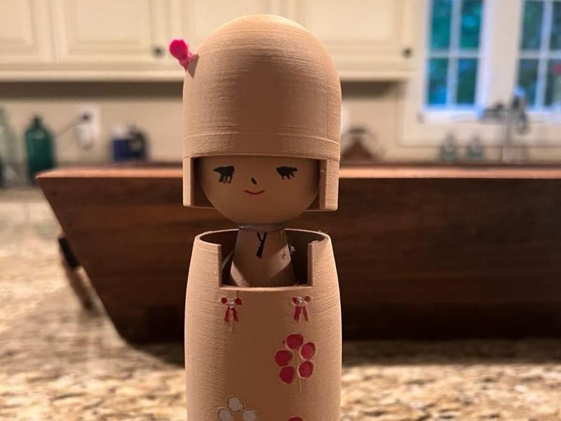 Ribbon Blossom Kokeshi Doll