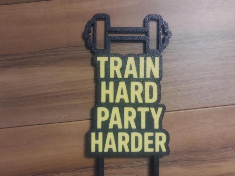 cake topper train hard