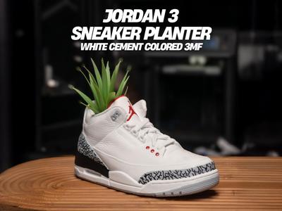 Sneaker Planters - Jordan 3 White Cement Colorway