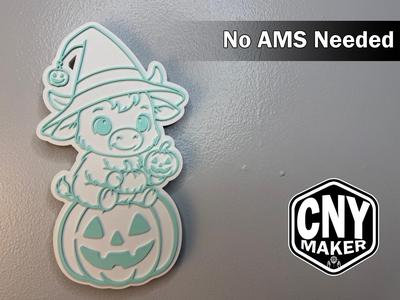 Cutie Highland Cow Halloween Wall Art - No AMS