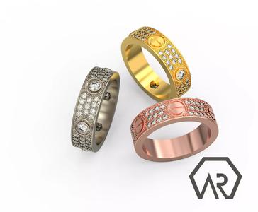Wedding Band Diamond Pave Ring 3d Print Model D33
