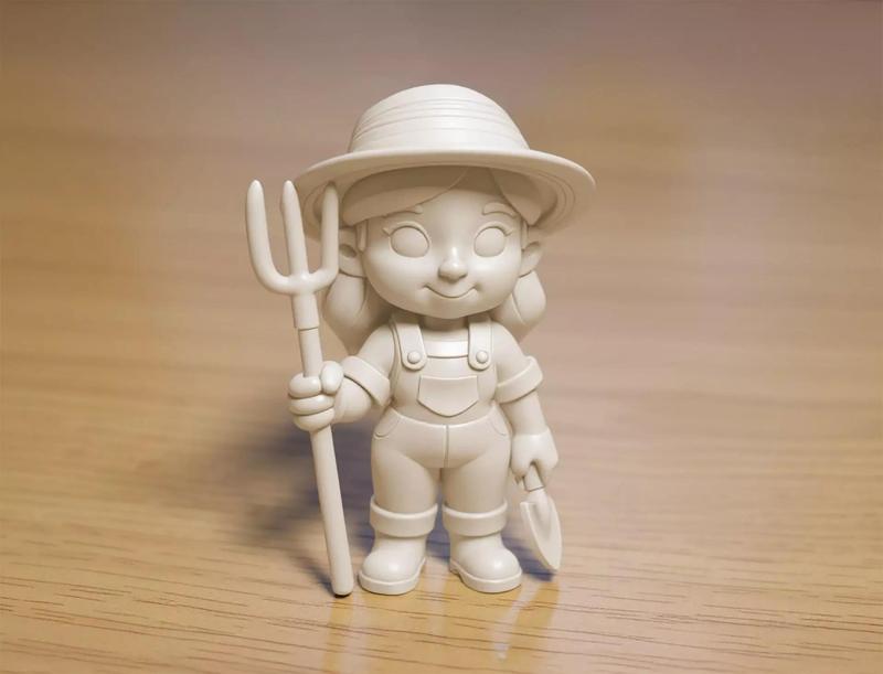 Cartoon Farmer Girl 3D Printable