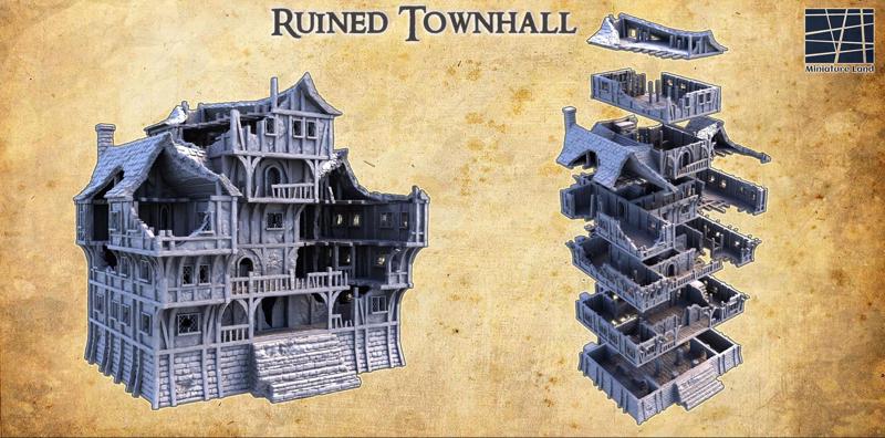 Ruined Townhall - Tabletop Terrain - 28 MM