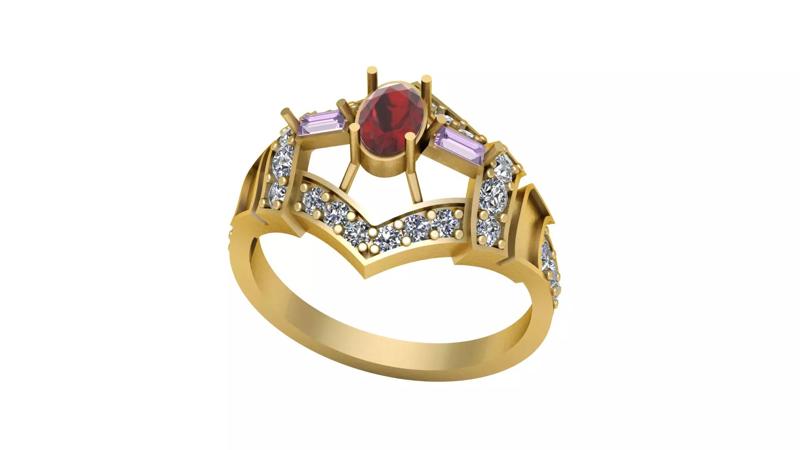 TANZANITE GOLDEN RING 3D PRINTABLE MODEL