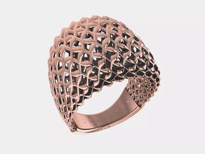 Wave Wire Mesh Plain gold ring