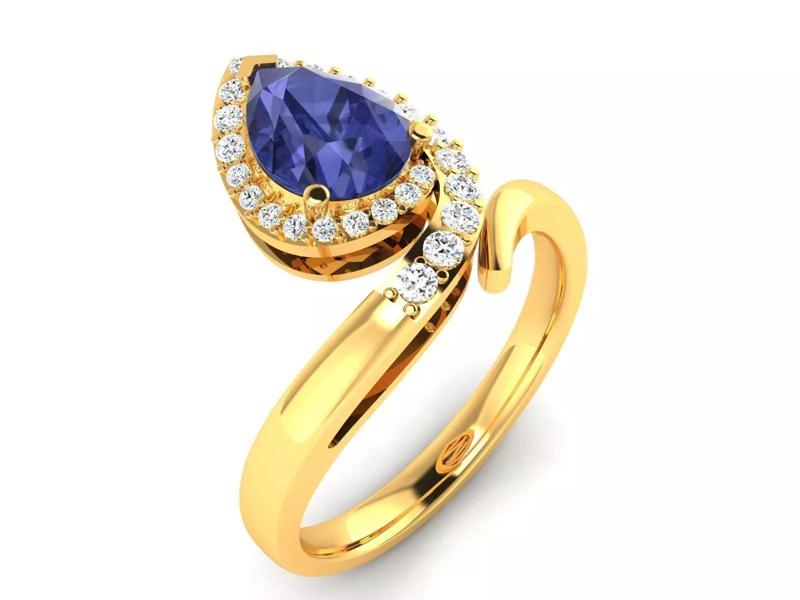 Women Solitaire Pear Ring 3dm stl obj fbx Render Details