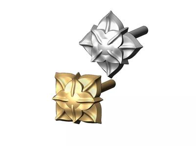 4 Leaf Corola Rosette Flower stud earring