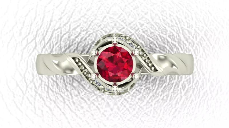 Twisted Gold And Diamond Engagement Ring 3D print model