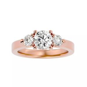 Tri Diamond solitaire wedding engagement ring with 360 view