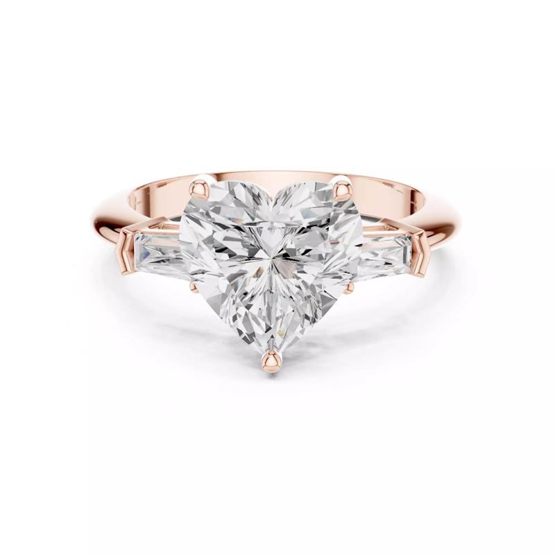 Three Stone Heart and Taper Baguette Diamond Ring 3DM STL Video