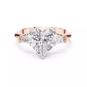 Three Stone Heart and Taper Baguette Diamond Ring 3DM STL Video