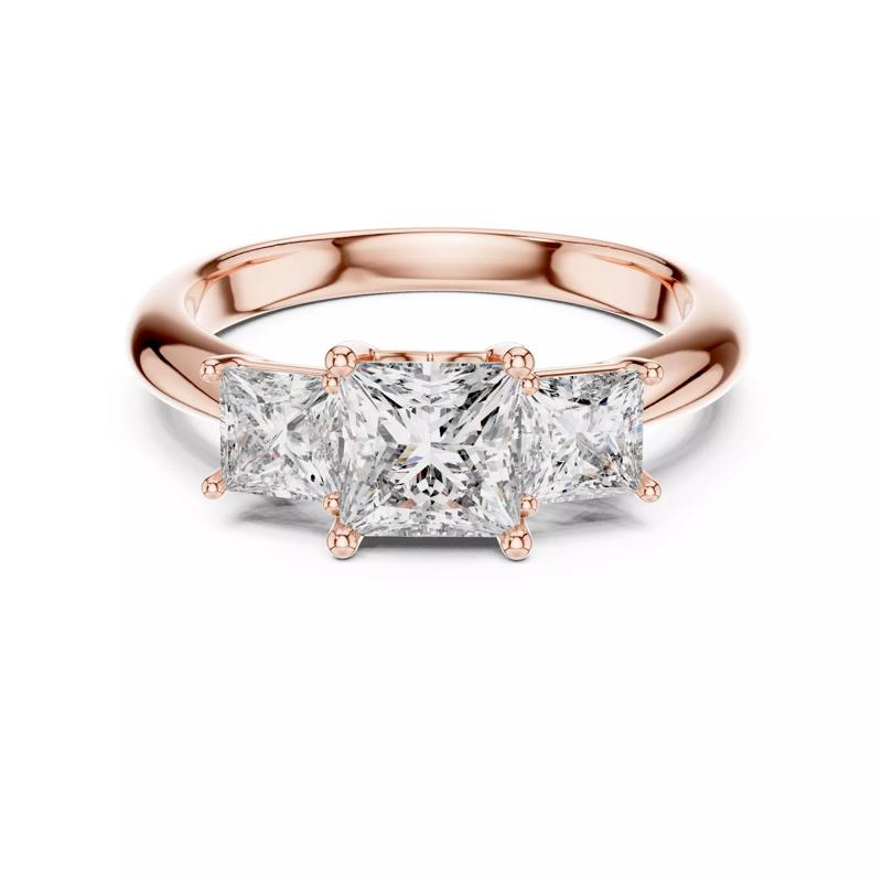 Three Stone Princess Cut Diamond Engagement Ring 3DM STL Video