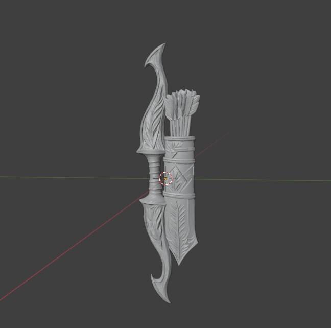 Bow and quiver with carvings- bit