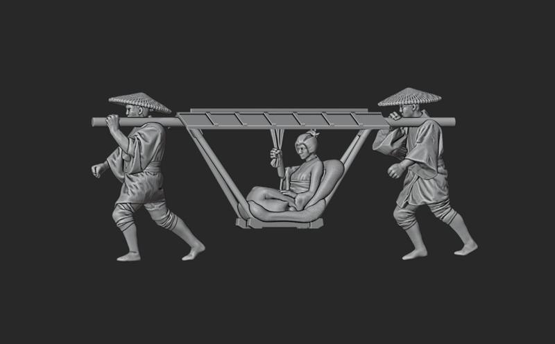 Japanese palanquin (Kago) with porters