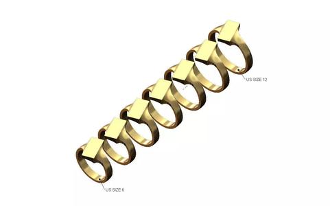 Tilted rectangular 12x6mm signet ring US sizes 6to12