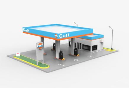 GULF GASOLINE STATION DIORAMA 1/64 - GULF SERVICE STATION