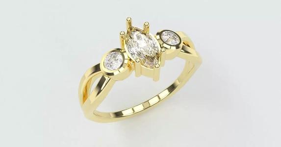 Trilogy marquise twisted ring for 3d printing