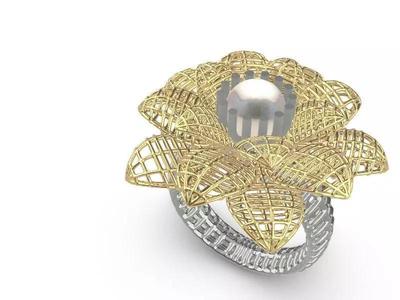 Flower jali with prong setting ring stl verified