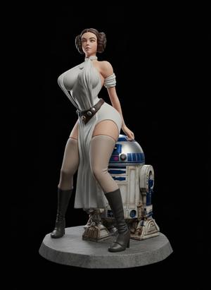 Princess Leia and R2-D2 Fan Art.