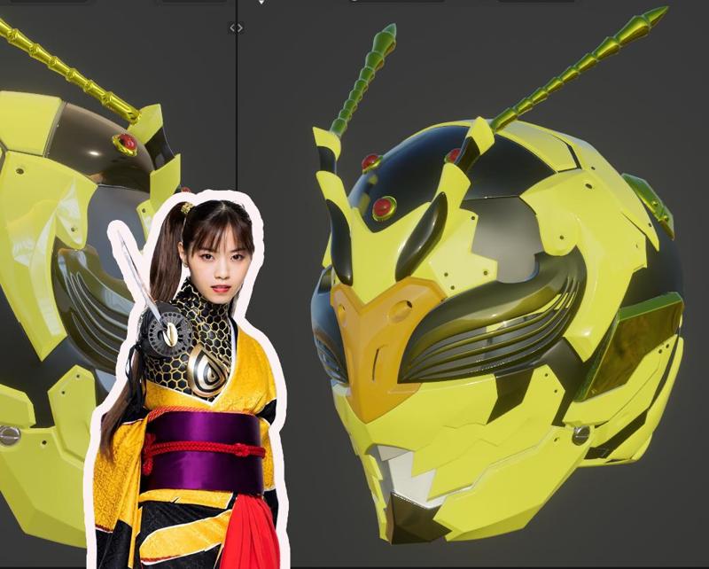 Hachi Augment 01 Hornet girl from Shin Kamen Rider  fully wearable cosplay helmet 3D printable STL file