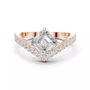 V Shape Chevron Curve Asscher Cut Wedding Ring 3DM STL Video