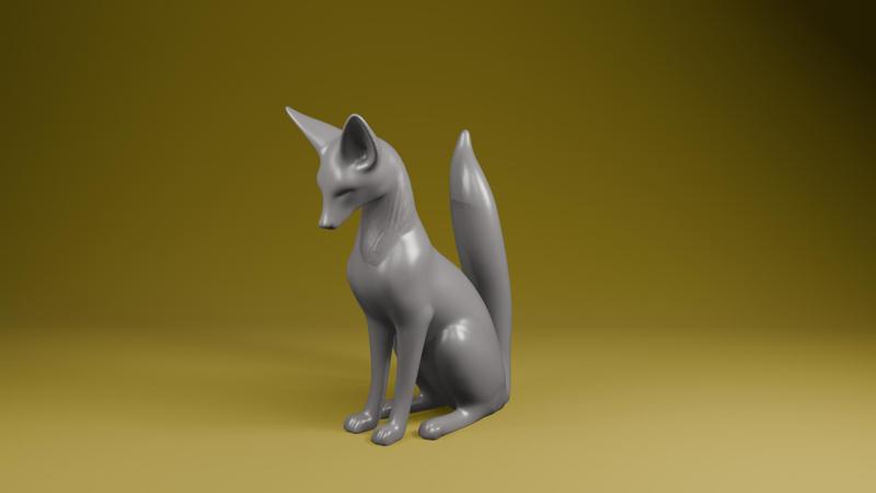 Elegant Sitting Fox Statue – Minimalist Fox STL Model for 3D Printing