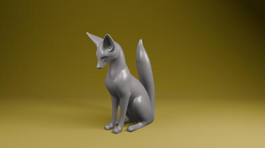 Elegant Sitting Fox Statue – Minimalist Fox STL Model for 3D Printing