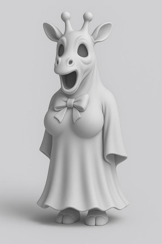 Giraffe Ghost with Bow – Halloween STL