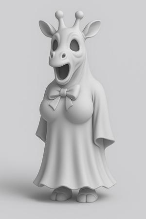 Giraffe Ghost with Bow – Halloween STL