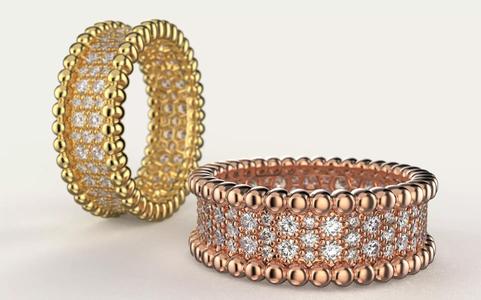 Van Cleef - Perlee diamonds ring 3 rows