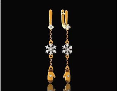 Dangling snowflake earrings with mittens 675