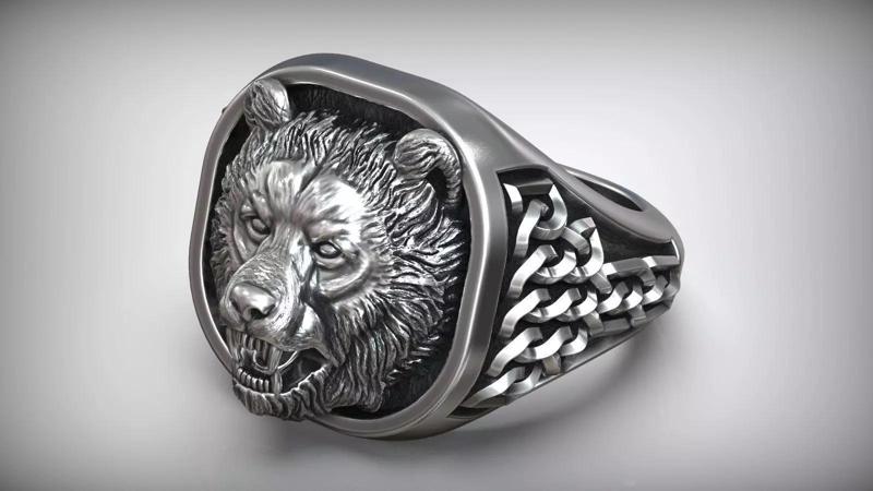 Viking Bear Head Nordic Ornament Antique Signet