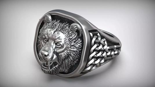 Viking Bear Head Nordic Ornament Antique Signet