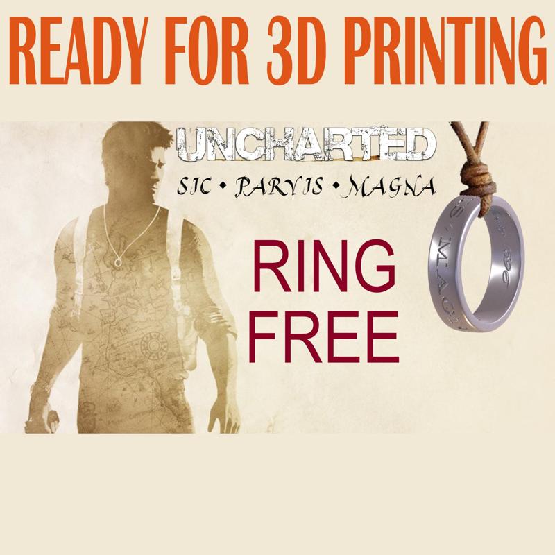 FREE-ANCHARTED Nathan DrakeS ring-3D PRINT STL+OBJ+Ztl