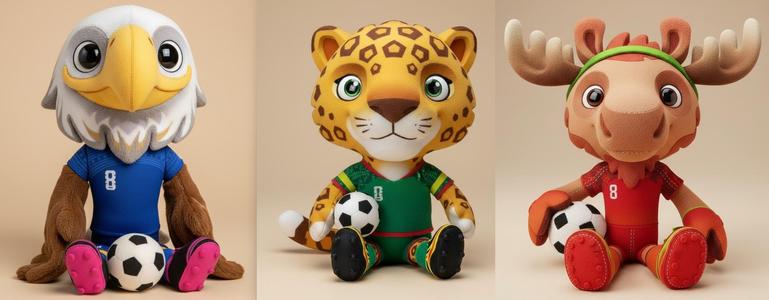 FIFA World Cup 2026 Official Mascots - Steiff & Japanese Artisan Plush Style