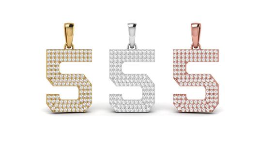Number 5 Font Diamond Pendant