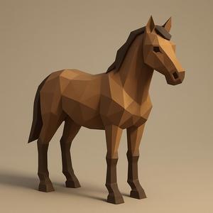 Low Poly Standing Horse 3D Model for Printing